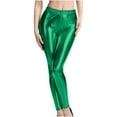 thumbnail image 4 of Aloohaidyvio Terra and Sky Pants Plus Size,Women's High Elasticity High Waist Shiny Leather Skinny Pants, 4 of 6