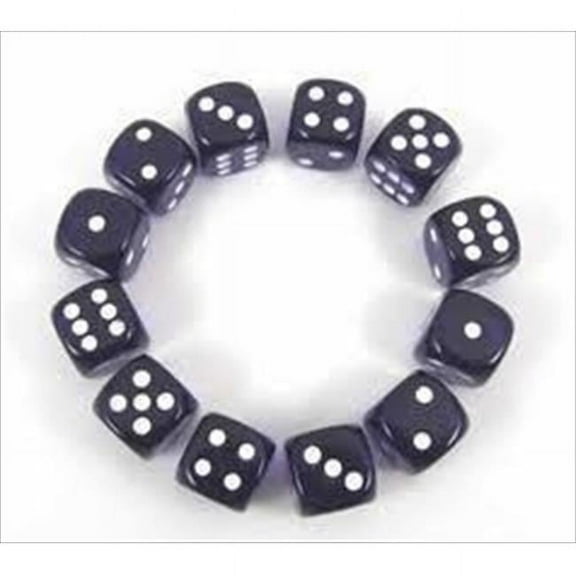 23607 16 mm Purple With White Translucent D6 Dice Set Of 12