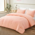 thumbnail image 3 of Exclusivo Mezcla Boho Pom Pom Ball Fringe Twin Comforter Set, 2 Pieces Bright Pink Lightweight Down Alternative Bedding Comforter Sets for All Seasons (1 Comforter and 1 Pillowcase), 3 of 8