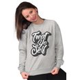 thumbnail image 3 of Treat Yo Self Funny Parks Rec Quote Women Plus Size Crewneck Sweatshirt Brisco Brands 4X, 3 of 5