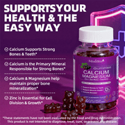 (2 Pack)Mulittea Calcium Magnesium Zinc Gummies - with Vitamin D3 & Sea Moss - Support Bone, Muscle & Immune Health - Mixed Berry - 120 Vegan Gummies