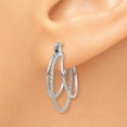 thumbnail image 3 of 14K White Gold Earring Hoop Women'S 19 mm 18 Polished And Textured Circle Earrings, 3 of 4