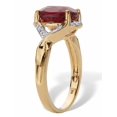 thumbnail image 2 of PalmBeach Jewelry Oval-Cut Genuine Red Ruby Two Tone Halo Ring 3.15 T.W. 14k Gold-Plated Sterling Silver, 2 of 5