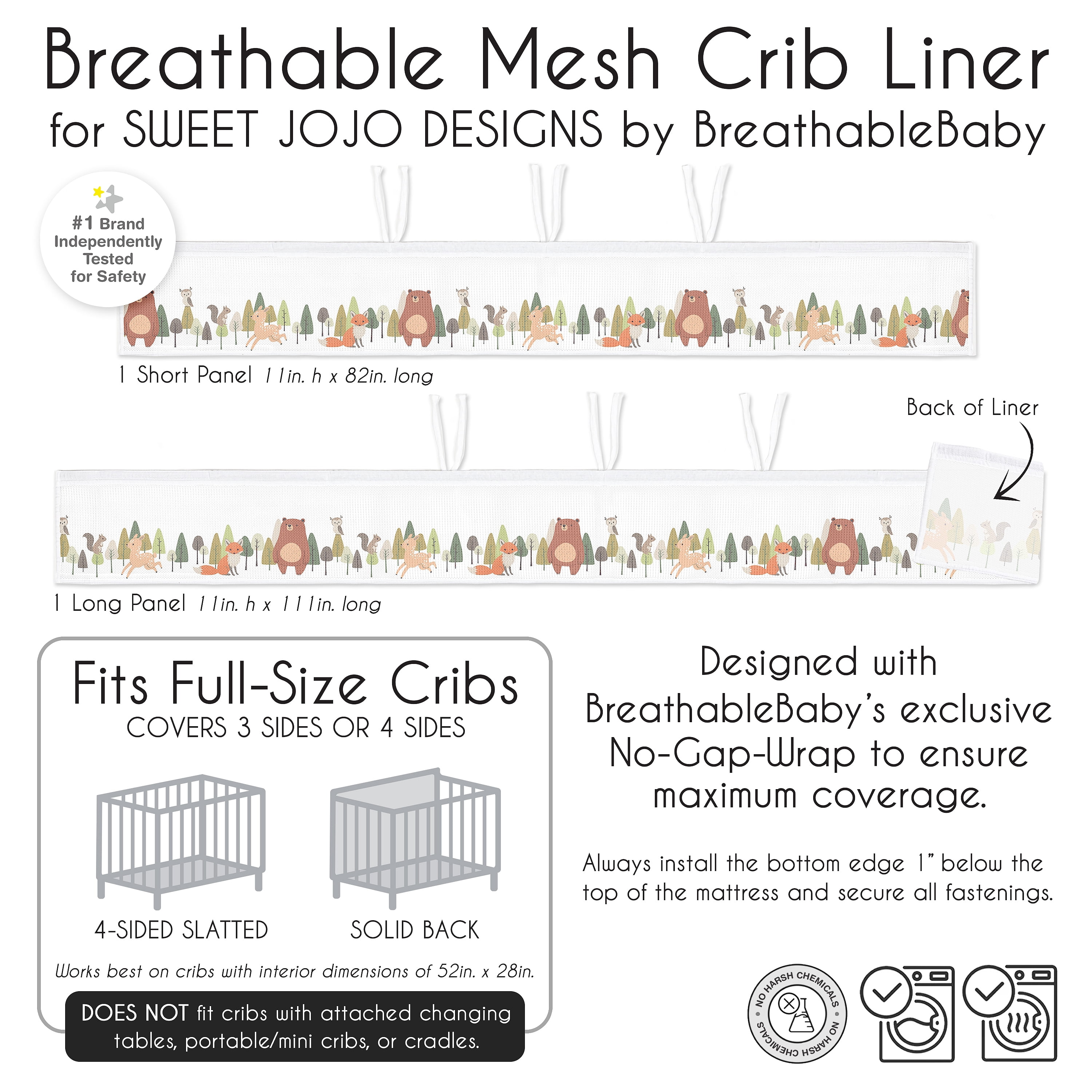 Sweet Jojo Designs + BreathableBaby Woodland Animal Pals Boy, Girl, Unisex/Gender Neutral Breathable Mesh Crib Liner