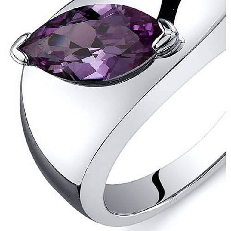 1.25 ct Marquise Shape Created Alexandrite Solitaire Ring in
