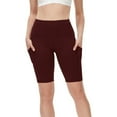 thumbnail image 4 of SOATUTO Yoga Shorts with Pockets Women Workout Compression Shorts High Waist Athletic Running Short Leggings - Purple / M, 4 of 6
