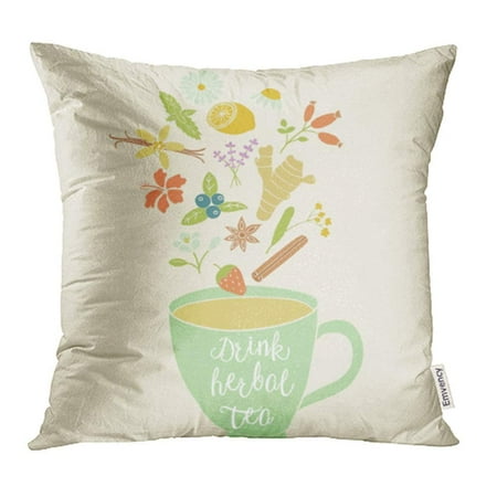 - CMFUN Cup with Herbal Ingredients Chamomile Lemon Mint Ginger Lavender Star Anise Pillow Case Pillow Cover 16x16 inch Bedding