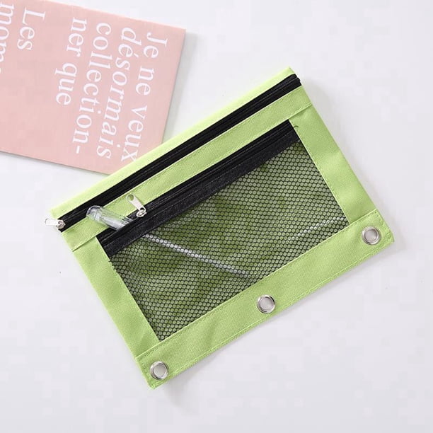 Double Zipper Pencil Bag Transparent Mesh File Bag Zipper Binder Pencil Bag Pencil Bag