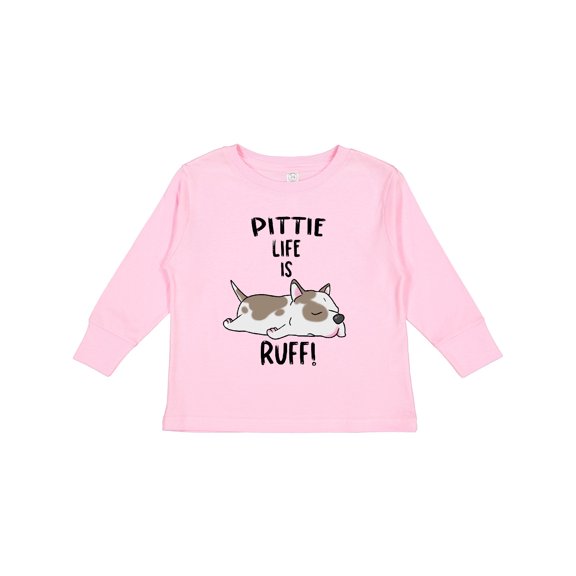 Inktastic Pittie Life is Ruff Spotted Pit Bull Boys or Girls Long Sleeve Toddler T-Shirt