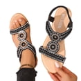 thumbnail image 4 of hoksml Women's Rhinestone Wedge Sandals Open Toe Elastic Slingback 2.16 Inch Wedge Summer Dressy Shoes, 4 of 9