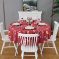 thumbnail image 2 of Red Christmas Candy Cane Pattern Round Tablecloth 60"x60",Wrinkle Wipeable Table Cloth for Kitchen Dining Room Picnic Patio Party, 2 of 6