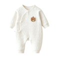 thumbnail image 2 of Busydd Cotton Newborn Rompers 0-6 Months Casual Cozy Long Sleeve Infant Romper Fashion Cute Side Tie Jumpsuit, 2 of 8