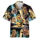 thumbnail image 3 of Camisas de playa con estampado 3D de perros y música, divertidas camisas de manga corta con un solo botón y gráfico de perro mascota para hombres, blusas con solapa, 3 of 4