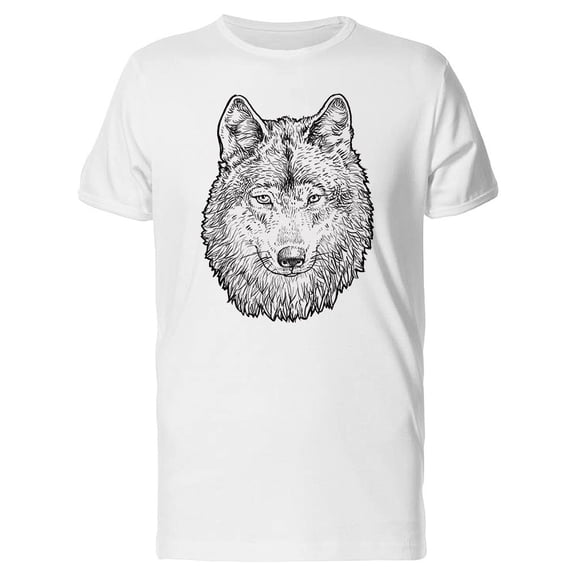 Beautiful Wolf Face Sketch Tee Men's -Image by Shutterstock