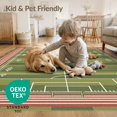 thumbnail image 4 of ODIKA 9'x12' Washable Area Rug Low Pile, Flatwoven, Football Gridiron Car Markings Striped Rectangle Field Rugby for Great Room, Indoor Concept, Large Living, 4 of 7