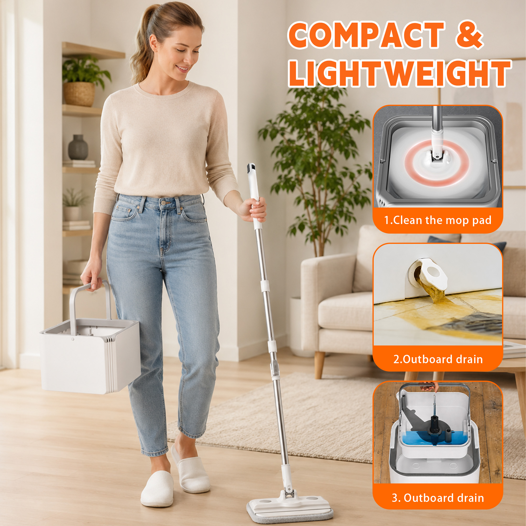CLNEZ Spin Mop and Bucket with Dual-Tank Water Separation System photo 6