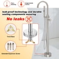 thumbnail image 3 of SUNRINX Freestanding Tub Faucet, 2-Handle Freestanding Tub Faucets with Brass Two-Function Handshower, Max 6 GPM Floor Mount Tub Filler Bathtub Faucet with 360° Swivel Spout, Brushed Nickel, 3 of 12