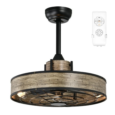 

Topbuy 20” Ceiling Fan with Remote Control Caged Ceiling Fan with Reversible Motor 4H Timer 3 Wind Speeds
