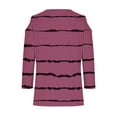 thumbnail image 5 of Lmnyox Striped T Shirt for Women Cold Summer Shoulder Blouse Loose Casual Long Sleeve V Neck Tunic Tops, 5 of 5