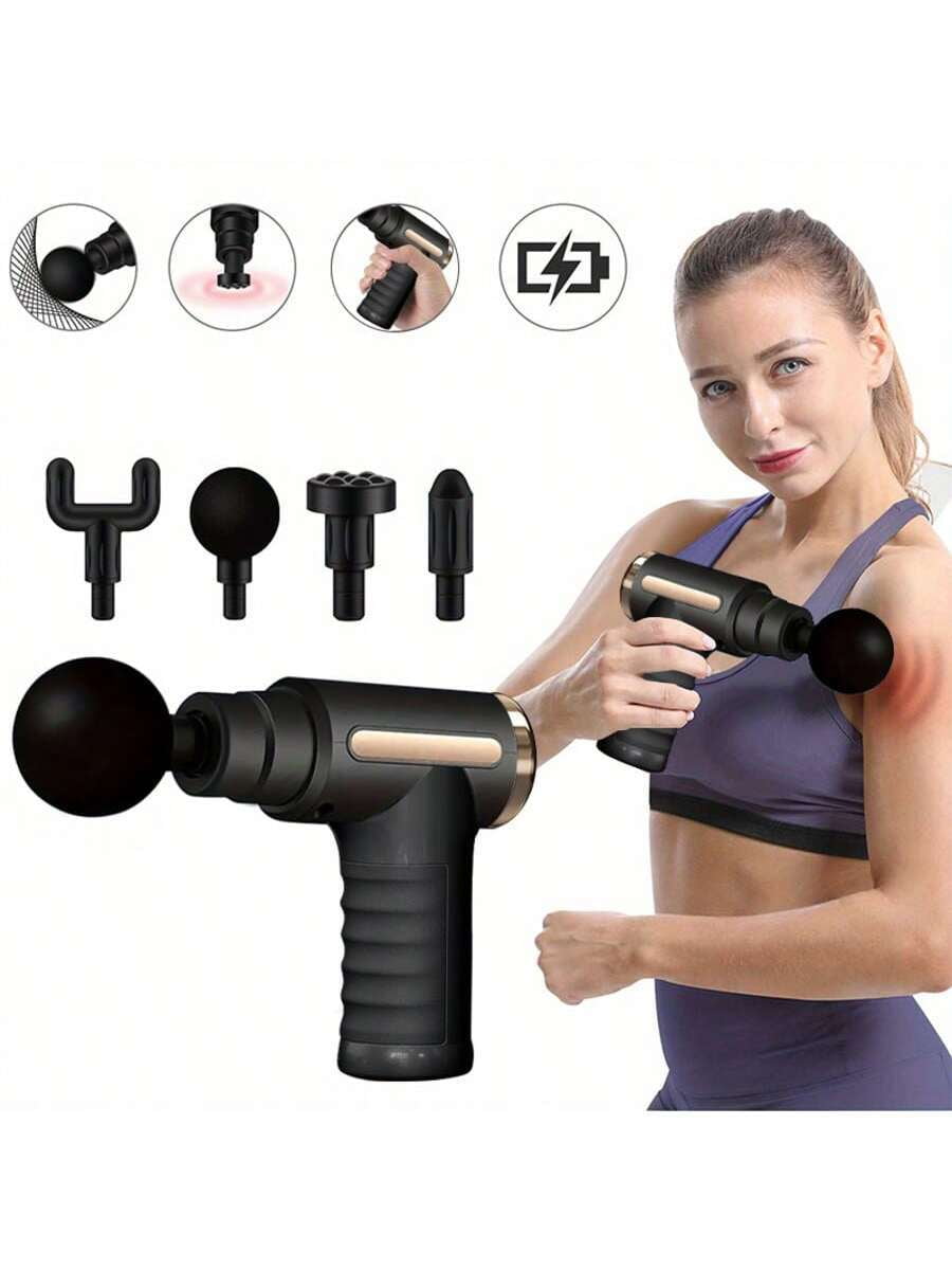 720 Key Fascia Massage Gun, USB Rechargeable 1200mAh, 6 Speeds & 4 Heads for Muscle Relaxation, Recovery for Athletes, Office Workers, Fitness Enthusiasts