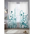thumbnail image 2 of Teal Spring Floral Sheer Curtains 84 Inch Length 2 Panels Set, Watercolor Flowers Elegant Pastoral Voile Window Treatment Rod Pocket Curtains Sheers Drapes for Bedroom/Living Room/Kitchen 52"x84"x2, 2 of 7
