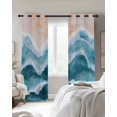 thumbnail image 2 of Navy Blue Waves Coastal Blackout Curtains for Bedroom, Teal Ombre Summer Beach Oceans Room Darkening Window Drapes for Living Room, Thermal Insulated Grommet Curtains, 42x84 inch, 2 Panels, 2 of 9