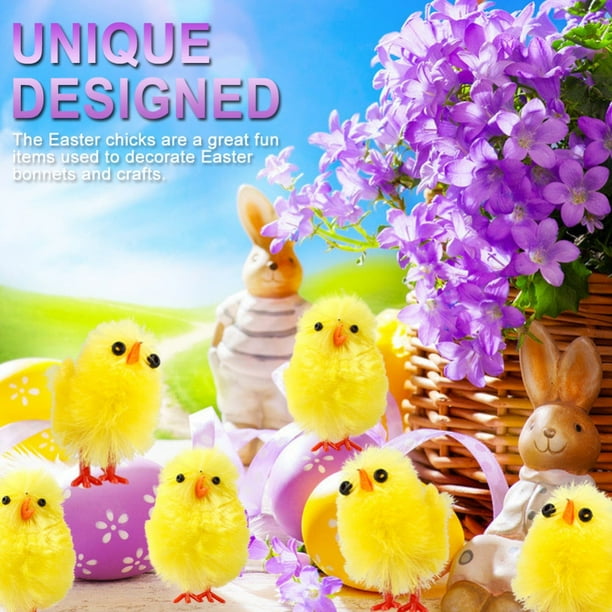 Decoraciones de animales de granja BuyWeek 60 piezas mini pollitos de Pascua amarillos