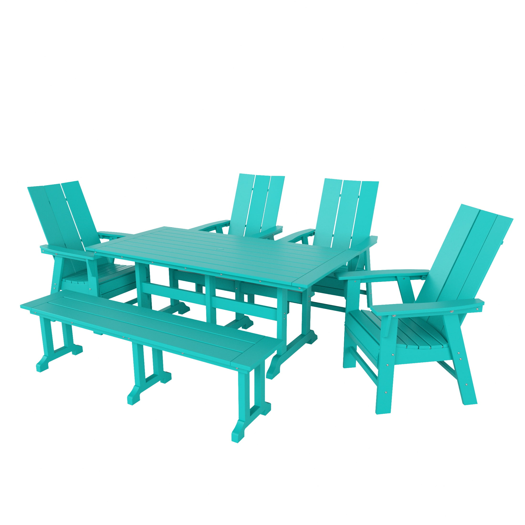 WestinTrends Ashore 6 Pieces Adirondack Patio Dining Set with Bench