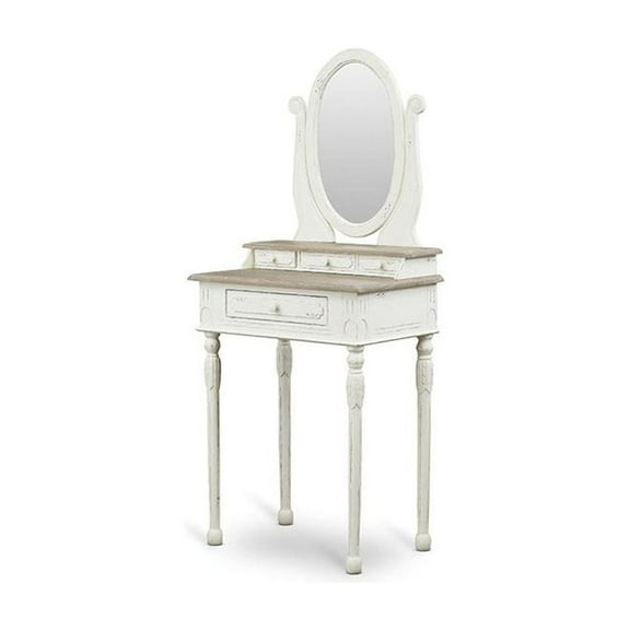 Baxton Studio Anjou Traditional French Accent Dressing Table with Mirror