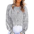 thumbnail image 1 of Top estampado de manga larga Nikou blusa de cuello redondo para mujer, 1 of 2