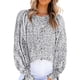 thumbnail image 1 of Top estampado de manga larga Nikou blusa de cuello redondo para mujer, 1 of 2