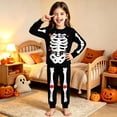 thumbnail image 2 of Yuncity Girls Pajamas Halloween Print Sleep Long Sleeve Top Pants For Girl Cozy Nightwear Comfortable Sleepwear Size 2-3 Years Black, 2 of 4