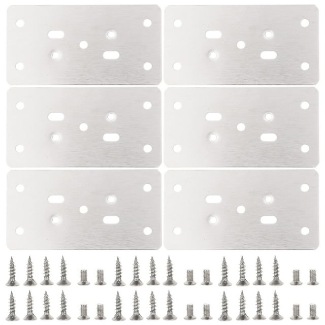 OULII Kit de Réparation d'Armoire de Cuisine 6 Pcs Charnière Rectangulaire Argentée Planche de Réparation de Remplacement