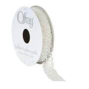 Offray Ribbon, White 5/8 inch Woven Ribbon 9 Feet