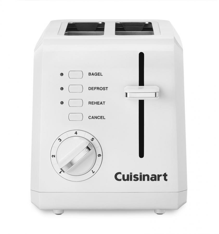Cuisinart Plastic Compact 2 Slice White Toaster With Slide-Out Crumb Tray 