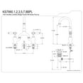 thumbnail image 6 of Kingston Brass KS7993BPL Bel-Air Bridge Bathroom Faucet with Brass Pop-up, Antique Brass, 6 of 7