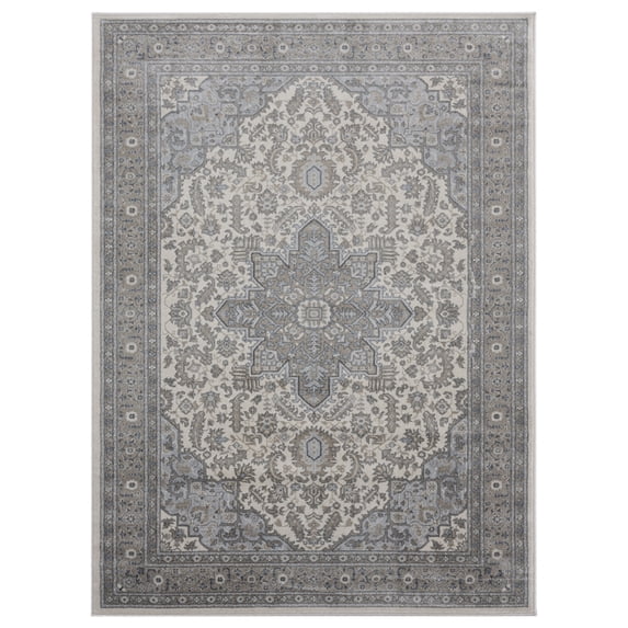 United Weavers Clairmont Area Rug 4000 40172 Zadar Grey Bordered Bulbs 5' 3" x 7' 2" Rectangle