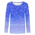 thumbnail image 4 of cfhntfmh Lounge Tops for Women Trendy Sparkly Sequins Crewneck Dressy Blouses Long Sleeve Tunic Fall Party Pullover Shirts, 4 of 4