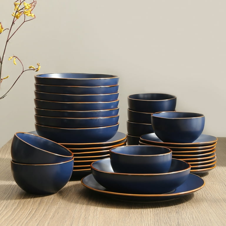 Elegant & Modern Stone + Lain Brasa Stoneware 32-Piece Dinnerware