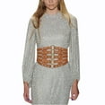 thumbnail image 2 of Harpily Women's Fashion Vintage Wide Waist Belt Elastic Stretch Belts with Interlock Buckle, 2 of 4