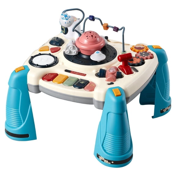 Space Themed Musical Activity Table for Babies 6 Months to 3 Years with Soft Glow Star Projector and 60 Plus Learning Sounds