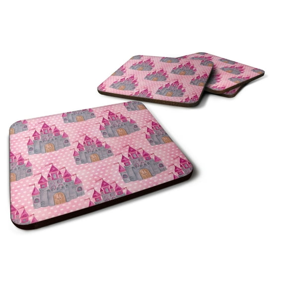 Watercolor Princess Castle Foam Coaster Set of 4