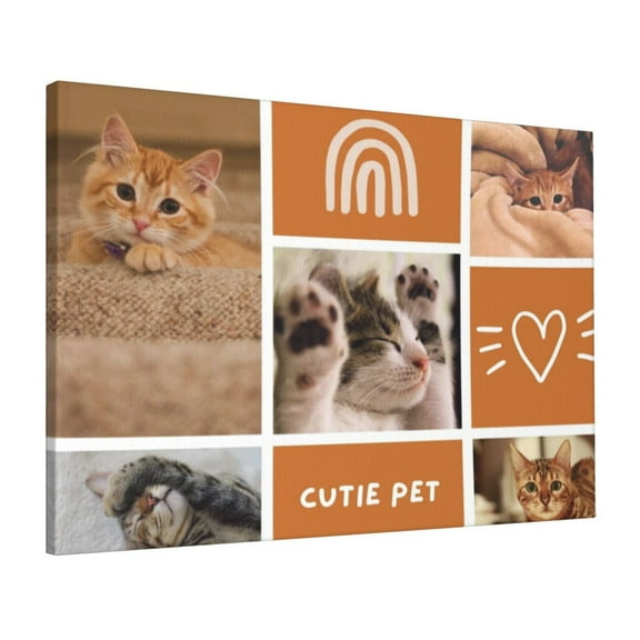 Custom Canvas Prints Brown Cute Pet Animal Personalized Photo Image Collage DIY Framed Kit Wall Art Picture Room Decor 16x20 inch