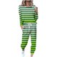 thumbnail image 2 of Puntoco Traje Casual Con Cordón Y Cuello Redondo De Manga Larga Con Estampado Holgado A La Moda Para Mujer Verde M, 2 of 5