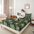 thumbnail image 4 of Homewish 4-Piece Western Tribal Floral King Sheet Set, Boho Black Green Bedding, 4 of 7