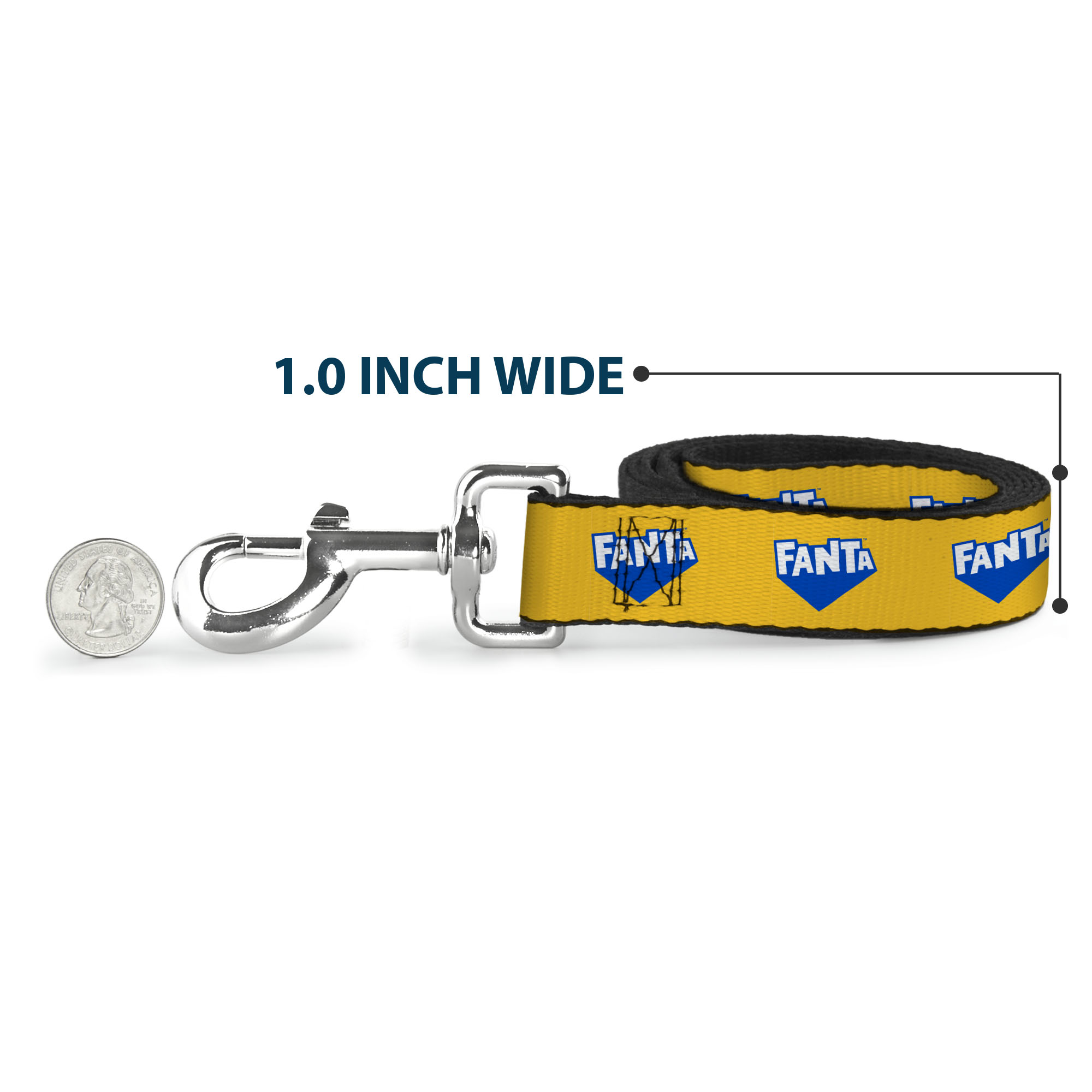 The Coca-Cola Company Pet Leash, Dog Leash, Fanta Logo Pineapple Yellow Blue White, 6 Feet Long 1.0 Inch Wide