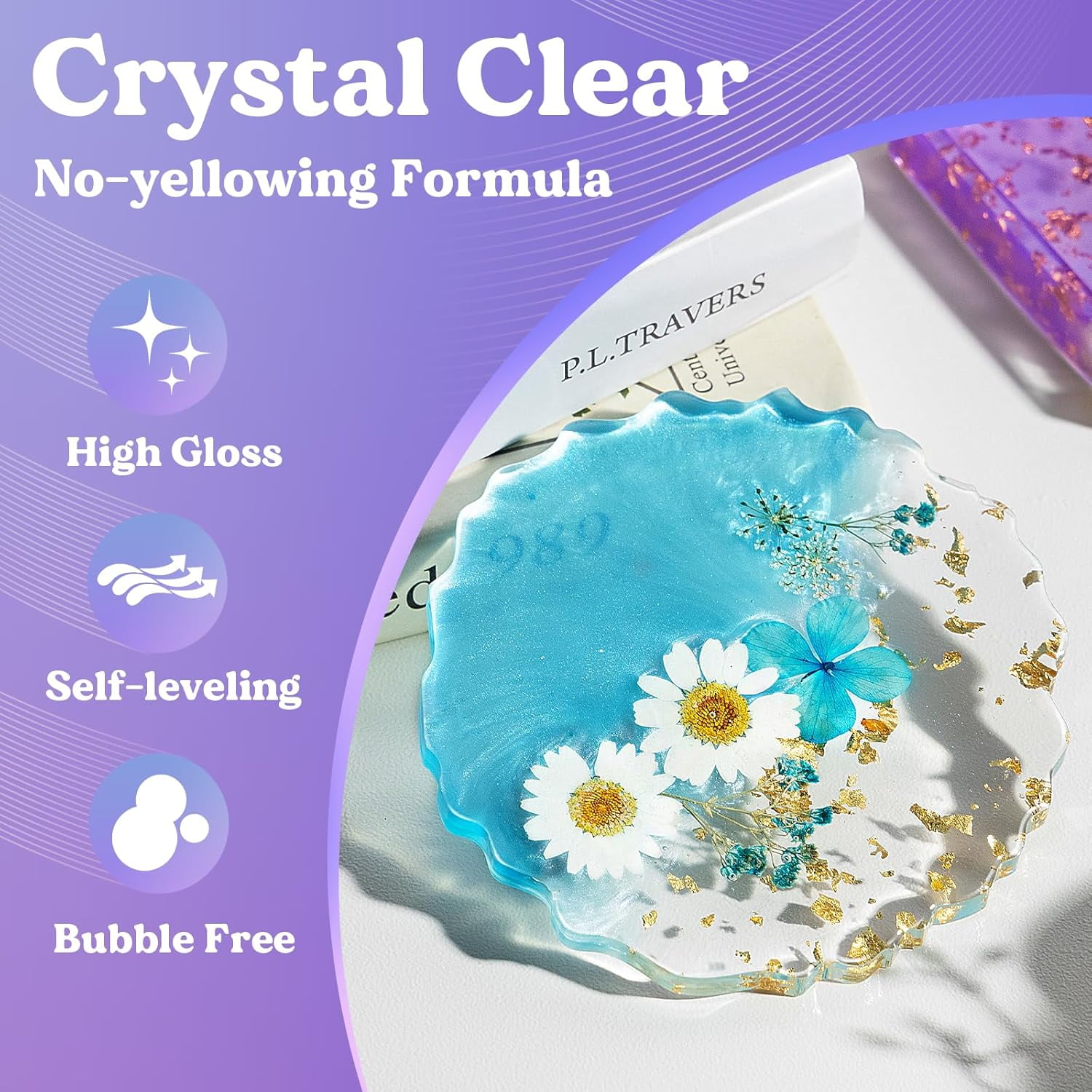 LET'S RESIN Fast Cure Epoxy Resin, 4H Demold, 72OZ Quick Drying Crystal Clear Resin for Crafts, Art, Bubble-Free with Dye, Cups & Stir Sticks