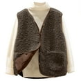 thumbnail image 6 of adviicd Womens Sherpa Vest Sleeveless Fleece Jacket Fuzzy Warm Outerwear Button Down Winter Vests Lightweight Soft Clothes (Coffee, 3XL), 6 of 7