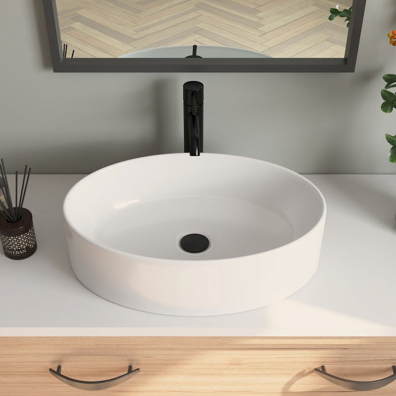DeerValley 14" White Ceramic Oval Vessel Sink for Bathroom,Kitchen,DV-1V0049