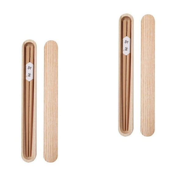 unbranded 2 Sets  Wooden Chopsticks with Box Wooden Tableware Wood Chopsticks with Pull-type Chopsticks Case